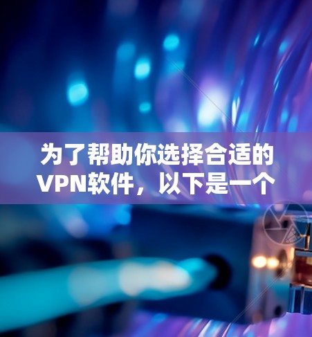 为了帮助你选择合适的VPN软件，以下是一个清晰的步骤指南